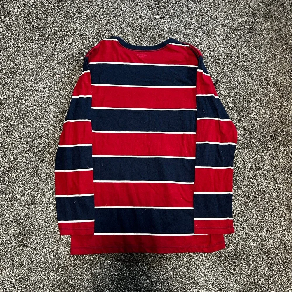 Old Navy Striped Long Sleeve T-Shirt Girls XL Plus Red Navy Blue Excellent
